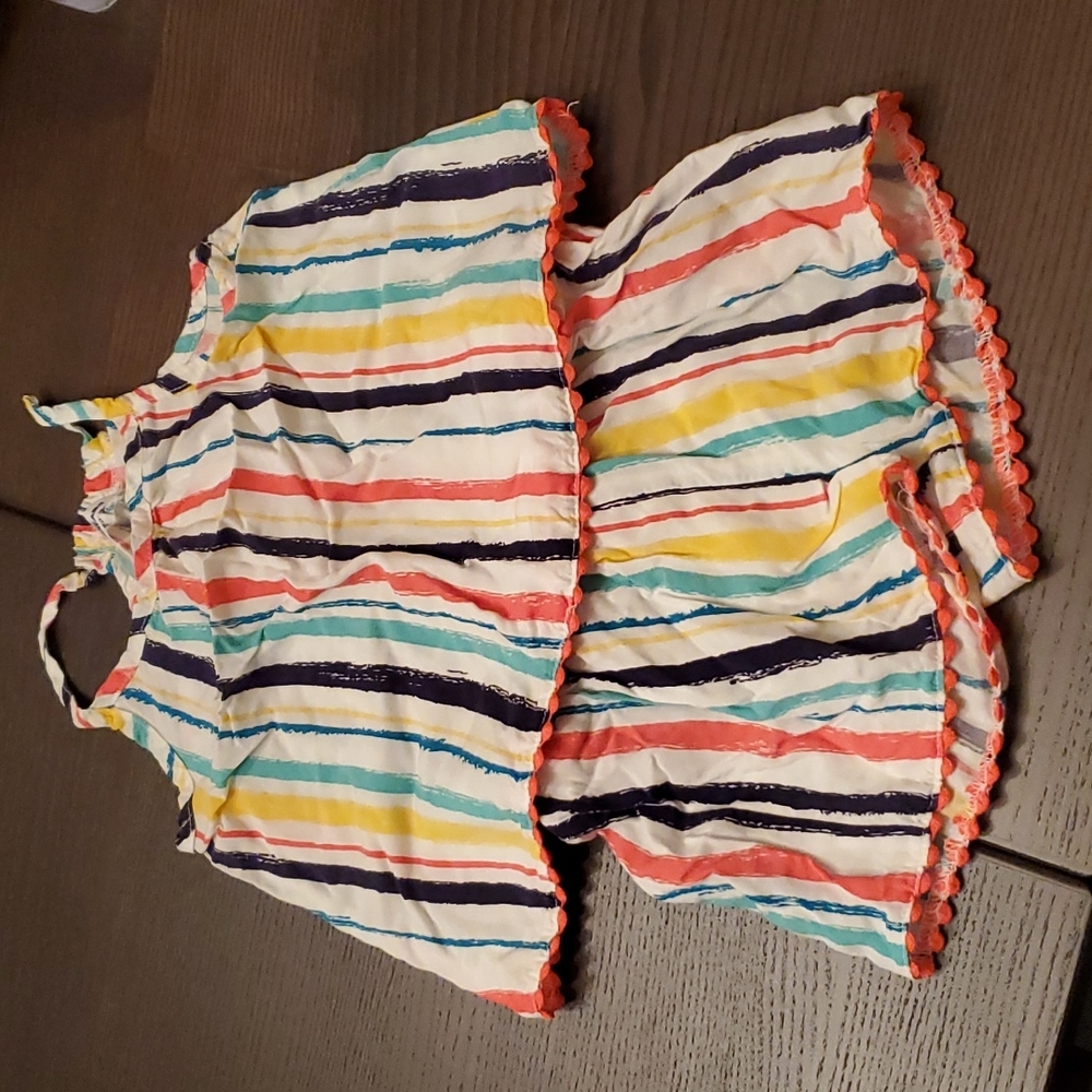 Striped spaghetti strap tank with shorts